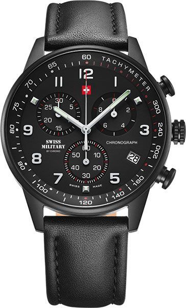 Swiss Military Orologio Uomo SM34012.02 – Cronografo Quarzo, Cassa Acciaio 41mm, Quadrante Bianco, Impermeabile 50m