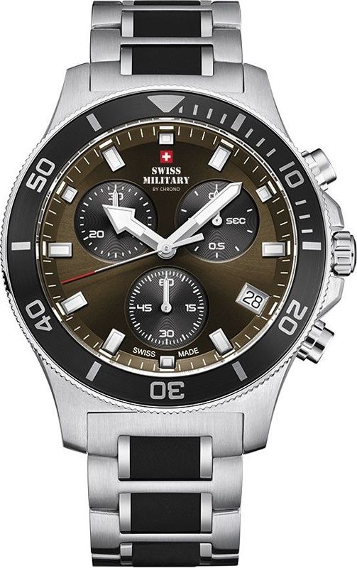 Swiss Military Chrono Orologio Uomo SM34067.03 – Quarzo, Cassa 43mm, Quadrante Marrone